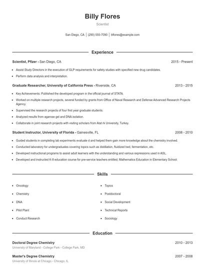 Scientist Resume