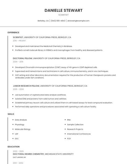 Scientist Resume