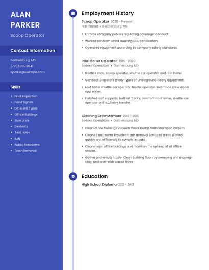 Scoop Operator Resume