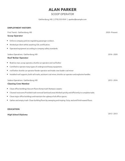 Scoop Operator Resume