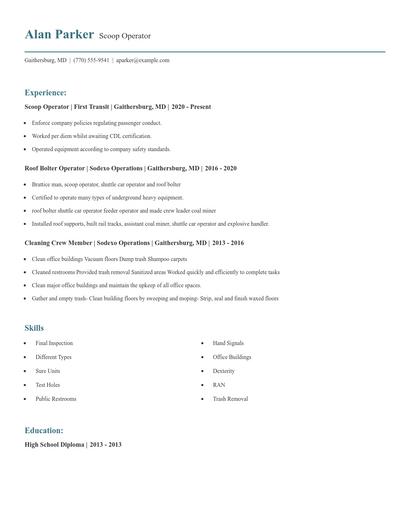 Scoop Operator Resume