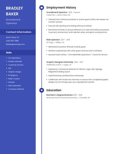 Scoreboard Operator Resume