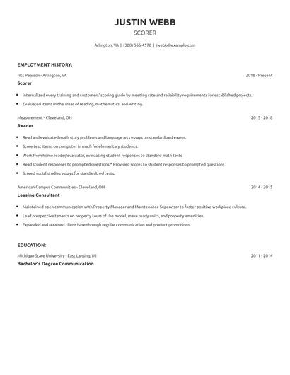 Scorer Resume