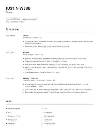 Scorer Resume