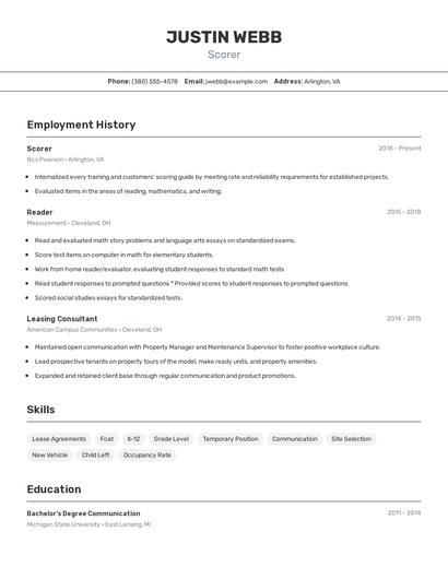 Scorer Resume