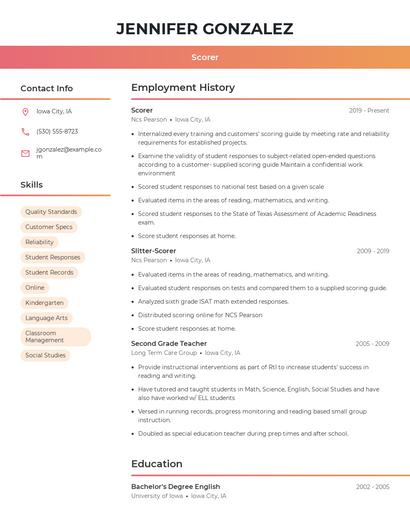 Scorer Resume