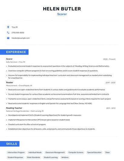Scorer Resume