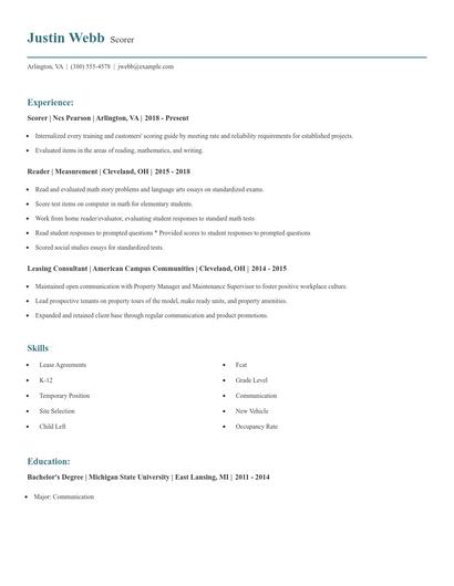 Scorer Resume
