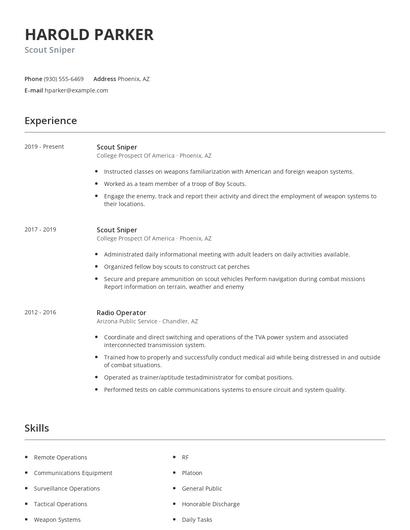 Scout Sniper Resume