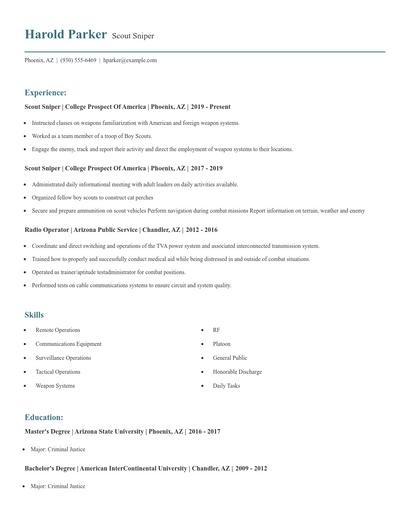 Scout Sniper Resume