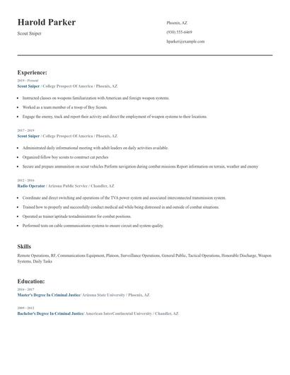 Scout Sniper Resume
