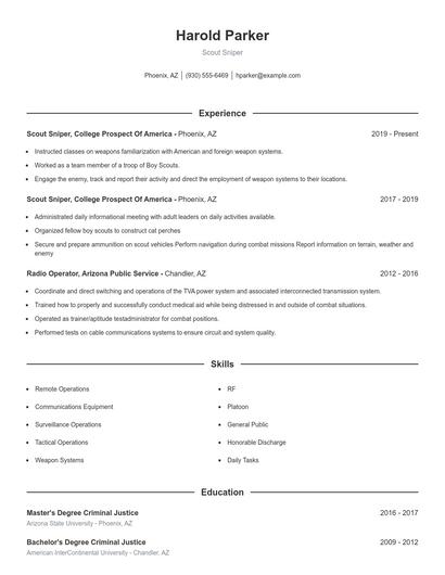 Scout Sniper Resume