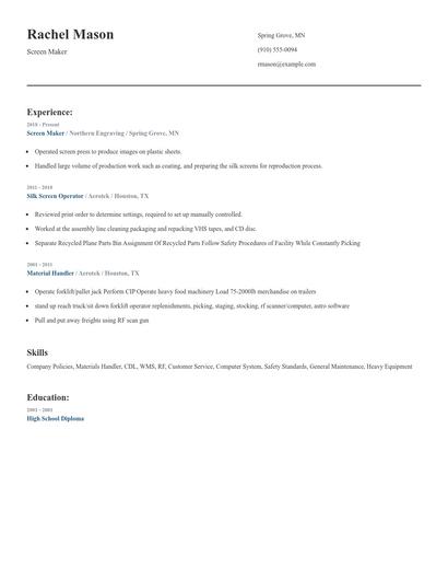 Screen Maker Resume