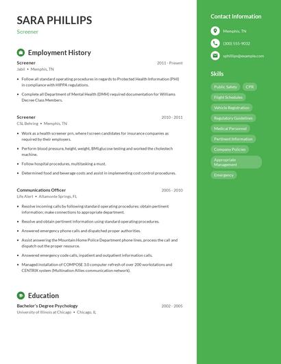 Resume example 5