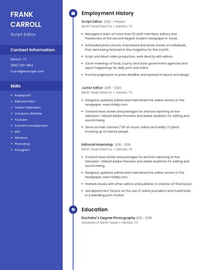 Script Editor Resume