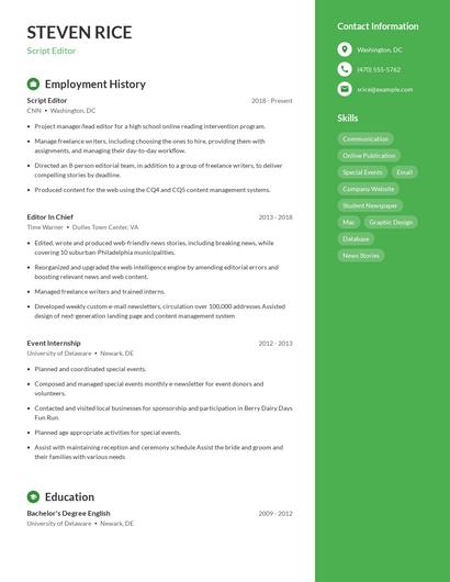 Script Editor Resume