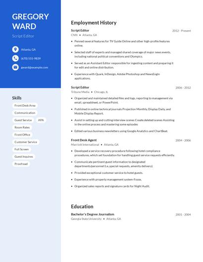 Script Editor Resume