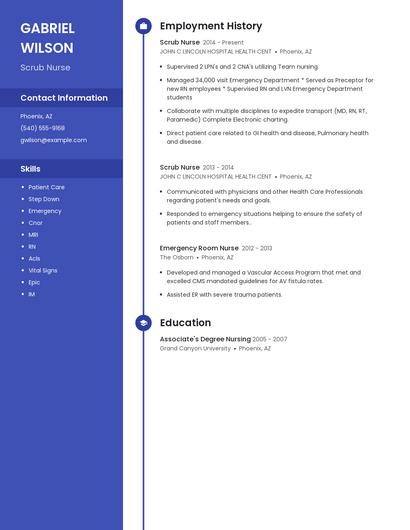Scrub Nurse Resume