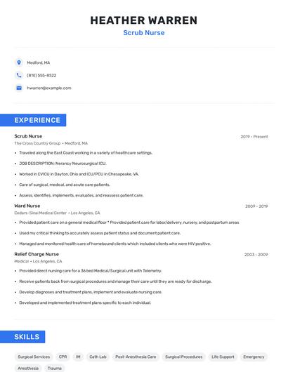 Scrub Nurse Resume