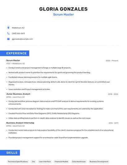 Scrum Master Resume