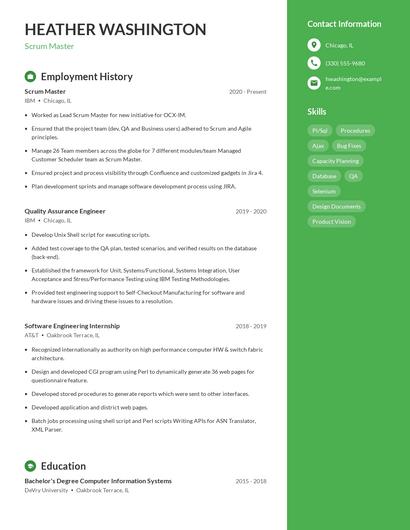 Scrum Master Resume