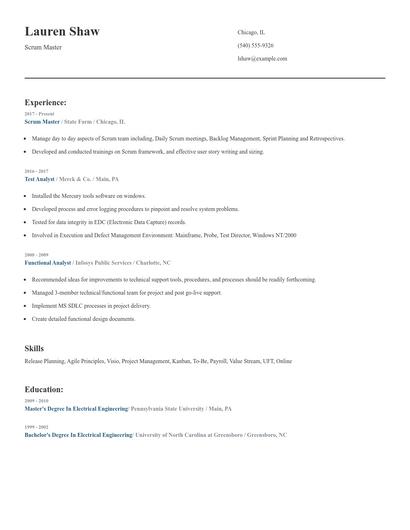 Scrum Master Resume