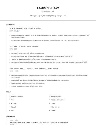 Scrum Master Resume