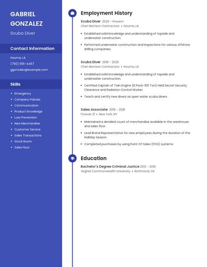 Scuba Diver Resume