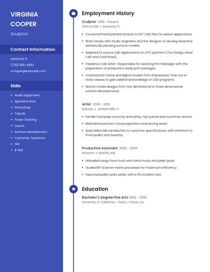 Sculptor Resume