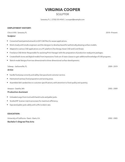 Sculptor Resume