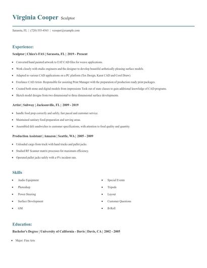 Sculptor Resume