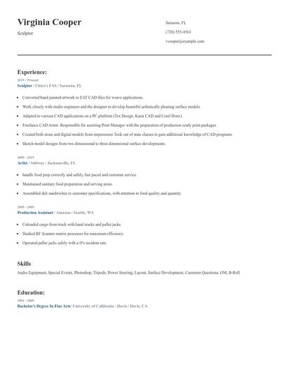 Sculptor Resume