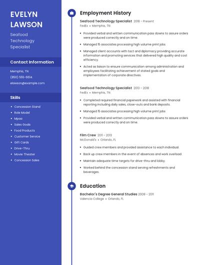 Seafood Technology Specialist Resume