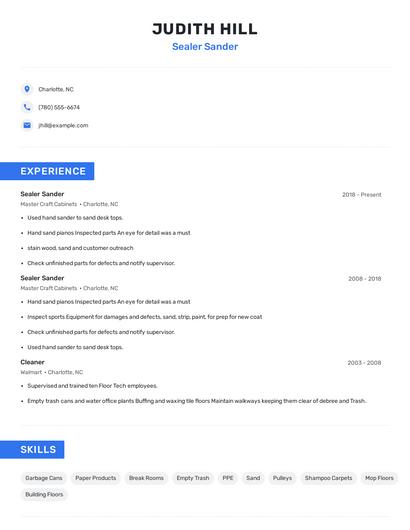 Sealer Sander Resume