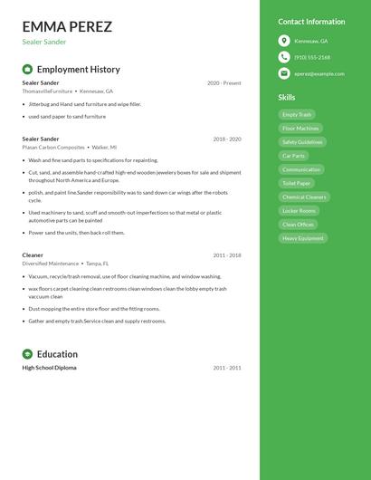 Sealer Sander Resume