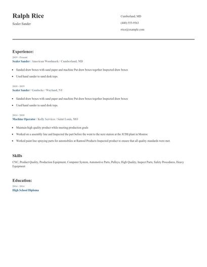 Sealer Sander Resume