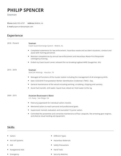 Seaman Resume