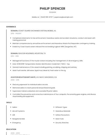 Seaman Resume