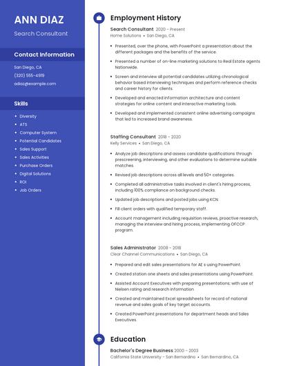 Search Consultant Resume