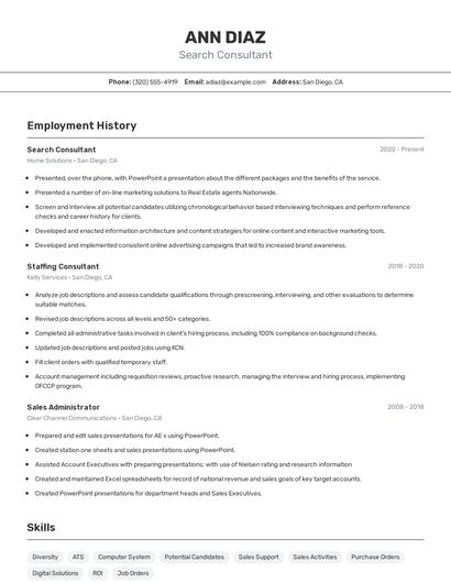 Search Consultant Resume