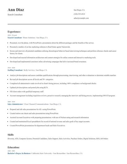 Search Consultant Resume