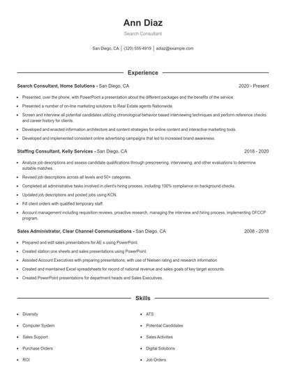 Search Consultant Resume