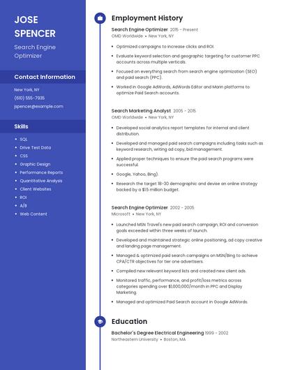 Search Engine Optimizer Resume