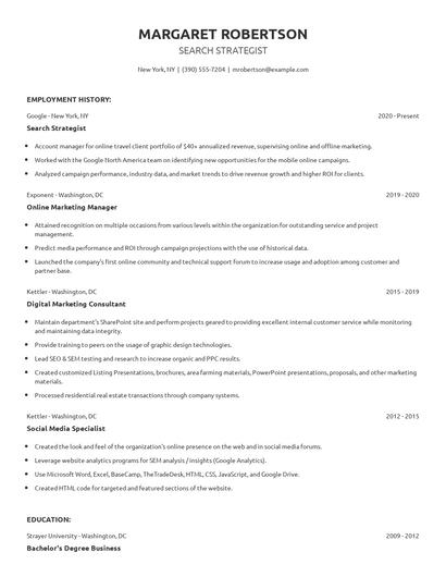 Search Strategist Resume
