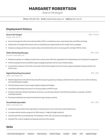 Search Strategist Resume