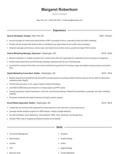Search Strategist Resume