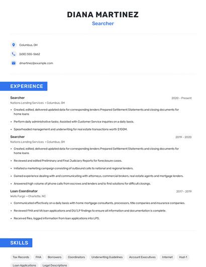 Searcher Resume