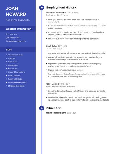 Seasonal Associate Resume
