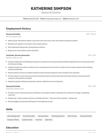 Resume example 2