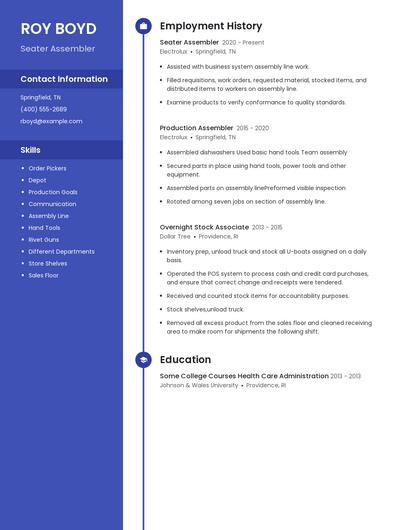 Seater Assembler Resume